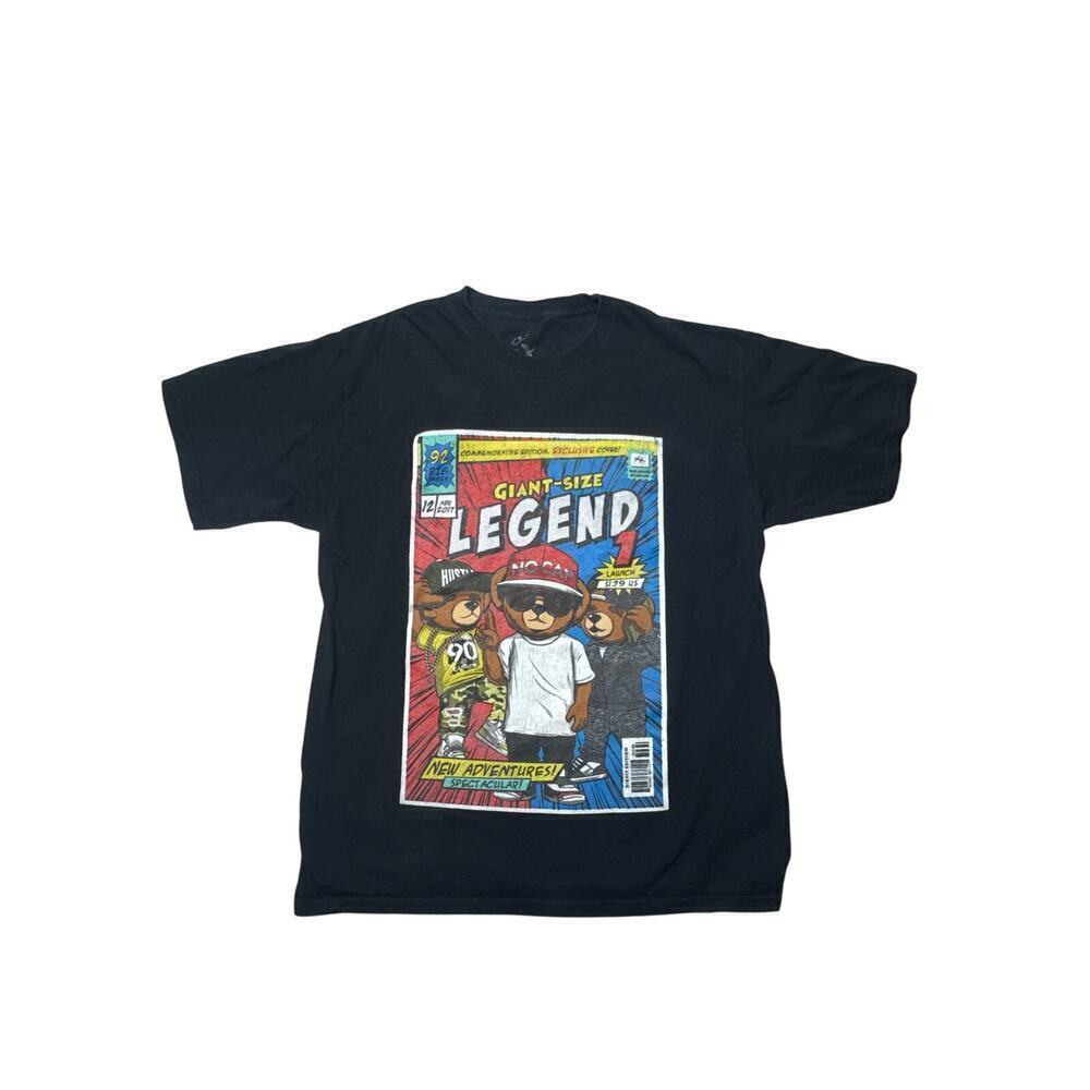 East West Giant-Size LEGEND Comic Style Graphic Tee – Size Large – Black T-Shirt